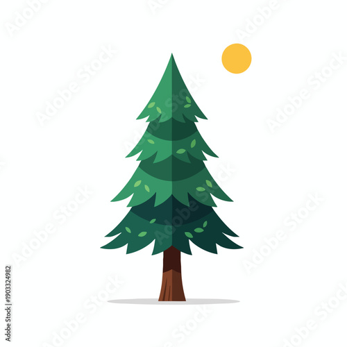 Serene Green Coniferous Tree Illustration