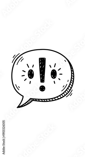 Comic Speech Bubble with Exploding Exclamation Point Icon, Expressing Sudden Surprise or Important Alert, Isolated White Background