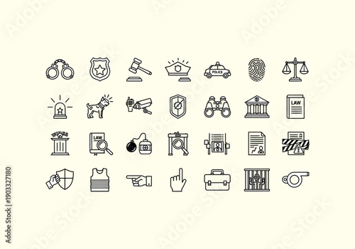 Vector Design Icon Ilustration Law Justice Icons Symbols Legal Concept.