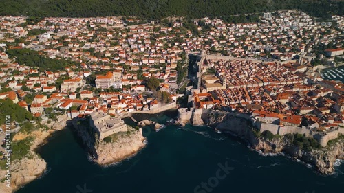 Dubrovnik Croatia, day panorama - 4K aerial drone view