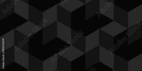 Minimal abstract black geometric cube creative concept triangle overlap square technology background. digital cubes fabric and wallpaper grid block texture background.