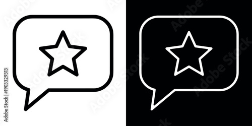 Feedback and comment icon in flat black and white background vector illustration. Feedback icon for app or web