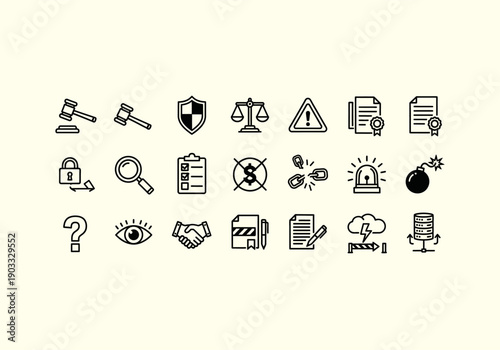 Vector Design Icon Ilustration Law Justice Icons Symbols Legal Concept.