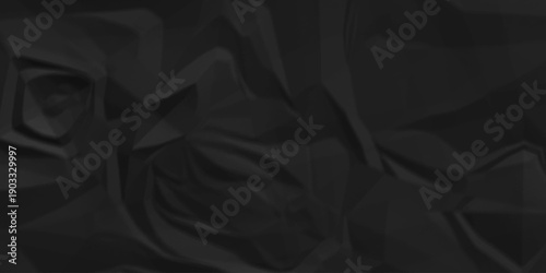 Black crumpled paper background texture pattern overlay. crinkled wrapper rumple wrinkled high resolution arts craft and Seamless black crumpled paper.