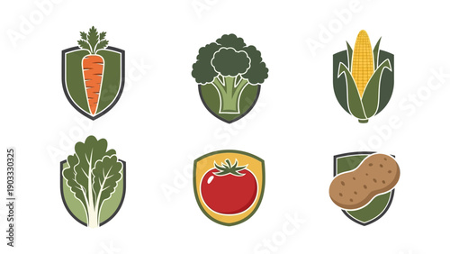 Assorted Vegetable Icons Representing Healthy Eating and Nutrition in a Clean and Simple Design