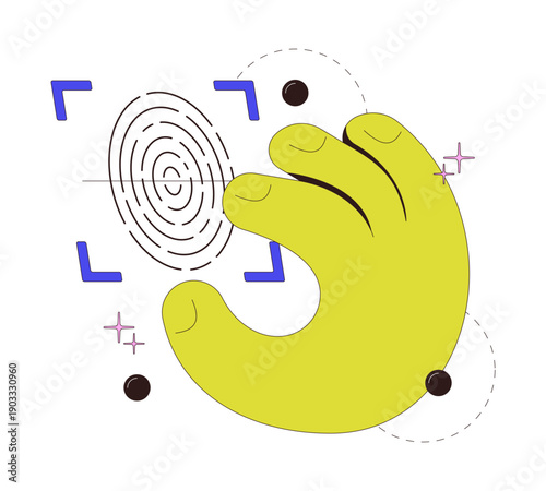 Fingerprint scan access modern onboarding illustration. Finger print biometric identification. Secure login authentication. Web design UI. Flat vector concept. Mobile app intro. Minimal UX scene