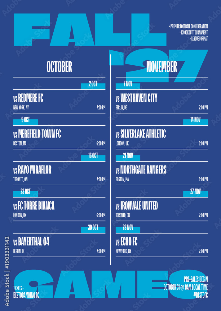 Fototapeta premium Football Game Schedule Flyer Template