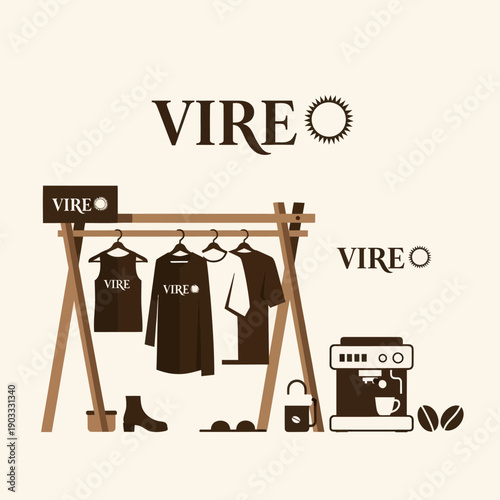 Clothing Rack with Apparel and Accessories Display.