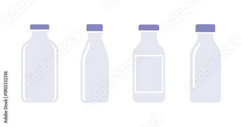 different styles of milk bottles displayed on white

