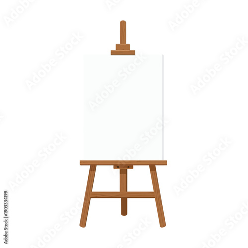 A blank canvas sits on a wooden easel, ready for artistic creation.