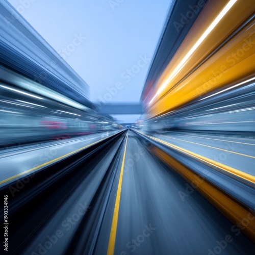 Dynamic Motion Blur of Train Tracks in Modern Urban Environment