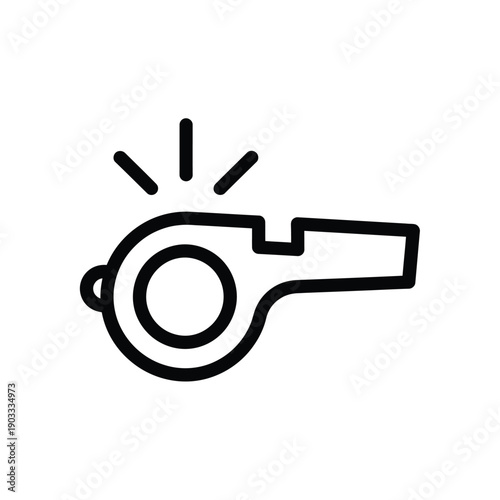 A simple line drawing of a whistle with radiating sound waves.