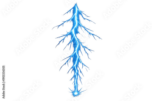 Isolated 3D Realistic Electric Blue Lightning Bolt PNG