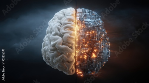 human brain with left and right parts