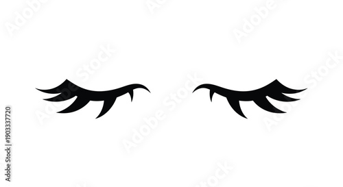 A stylized illustration of closed eyelashes against a white background.