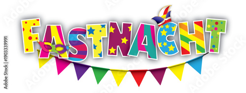 Banner mit buntem Text Fastnacht