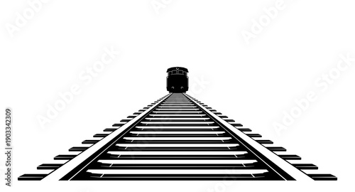 Black silhouette of a railway with a train, without background.
