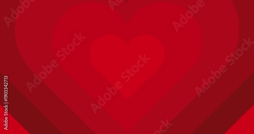 Valentine's Day card with red hearts and English text. On moving hypnotic Hearts background and pretty typography. Seamless Psychedelic hearts for Valentines day concept. The 14th of February.