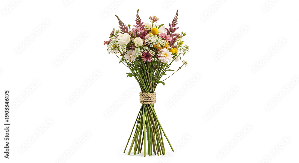 Fototapeta premium A delightful bouquet of wildflowers with a clear background, showcasing nature's beauty and charm