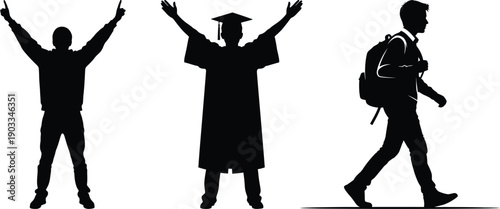 Silhouettes of students in different stages of education