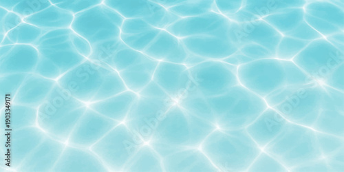An abstract summer texture of clear blue swimming pool water ripples with a clean aqua surface reflection and wet liquid waves