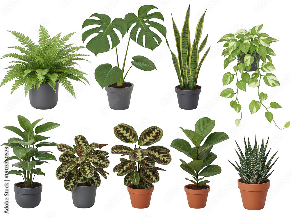 Obraz premium Collection of indoor plants isolated on transparent background