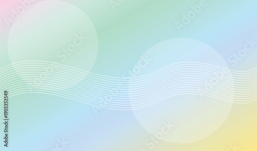 Abstract pastel gradient background with circles and wave lines