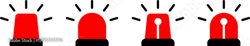 Siren Red Black Icons. Emergency siren