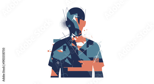 abstract man with futuristic circuit board design