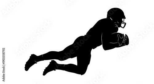 American football player silhouette running with ball
