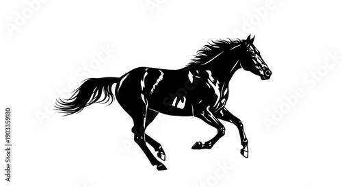 black horse silhouette running