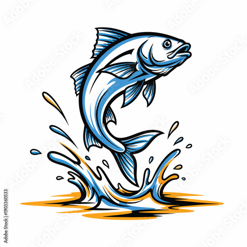 Blue Fish Leaping Out Of Water