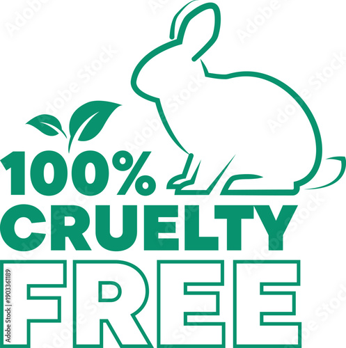 Cruelty free certification with green rabbit logo and eco design