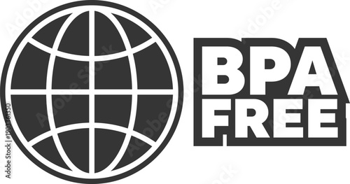 BPA free icon shows globe symbol indicating safe and eco friendly materials for consumers