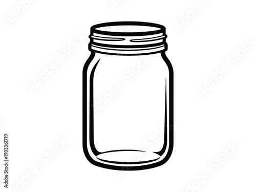 Clean line art illustration of a classic mason jar, versatile for canning or decor