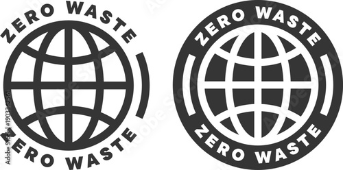 Zero waste globe icons show commitment to sustainability and eco-friendly practices