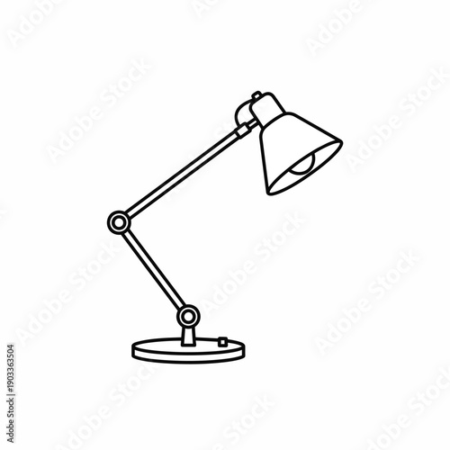 Minimalist Articulated Desk Lamp Line Art