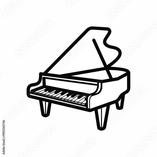 Grand Piano - Simple Line Drawing