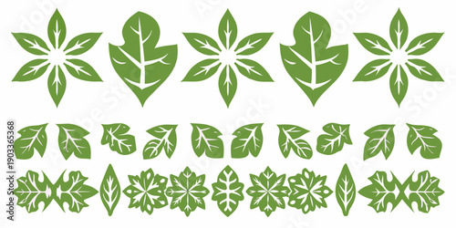 A collection of stylized green cannabis leaves in repeating patterns