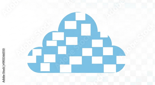 Modern cloud storage icon with white squares on blue background