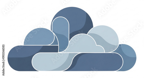 Modern cloud computing technology concept with abstract shapes