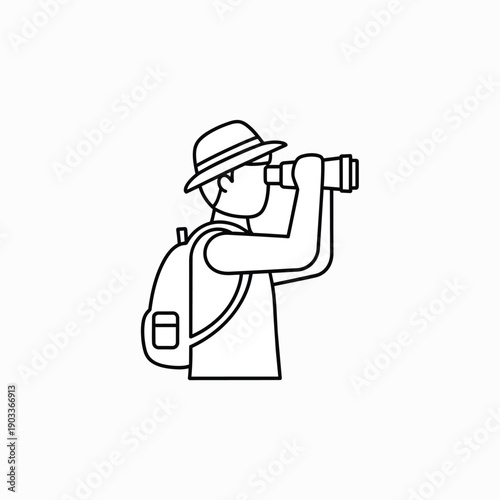 Adventurer With Binoculars and Backpack