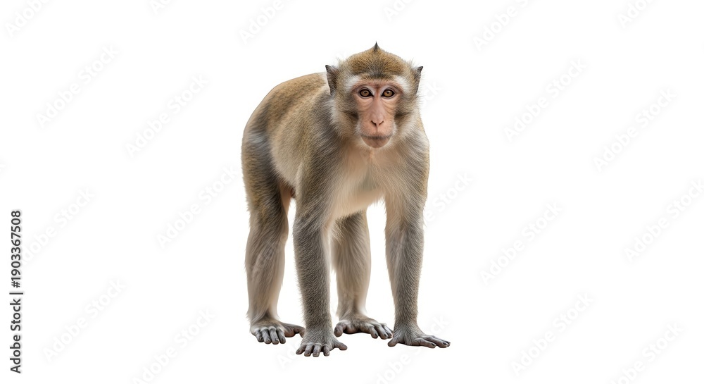 Fototapeta premium Isolated monkey standing on white background.