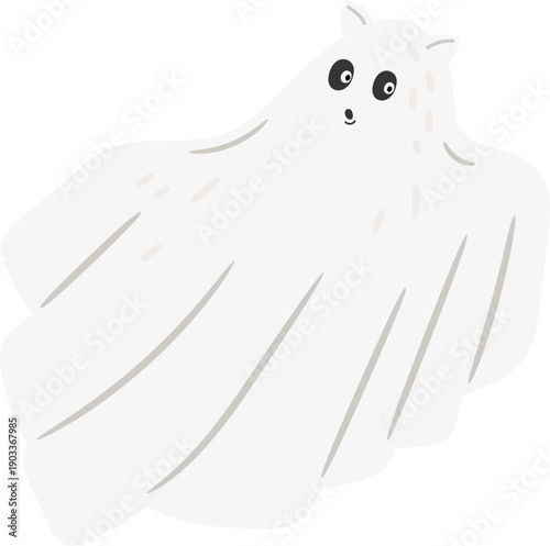 Spooky ghost. Cartoon fantasy character. Night spirit