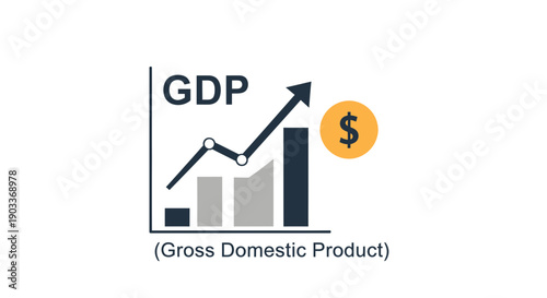 Dynamic bar graph illustrating the rising Gross Domestic Product, symbolizing economic development and financial improvement