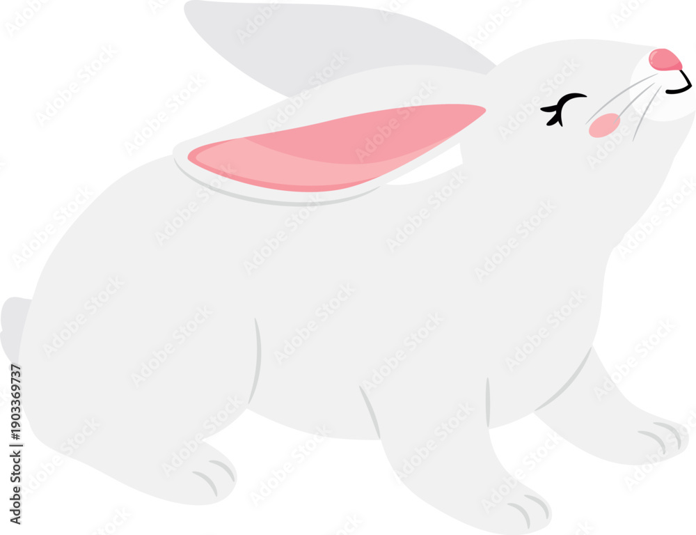 Fototapeta premium Wild cute rabbit. Adorable baby hare mascot