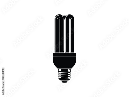 Modern black silhouette of an energy-saving fluorescent light bulb.