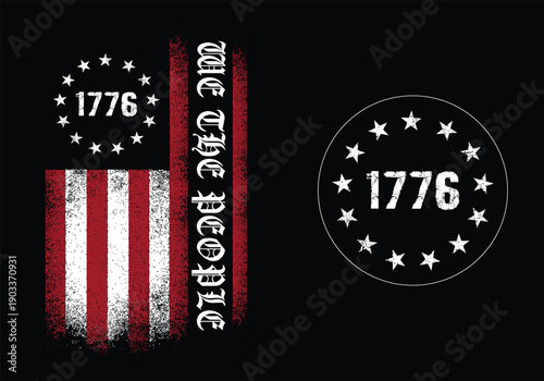 We The People 1776 Patriotic American Flag Back T Shirt Design