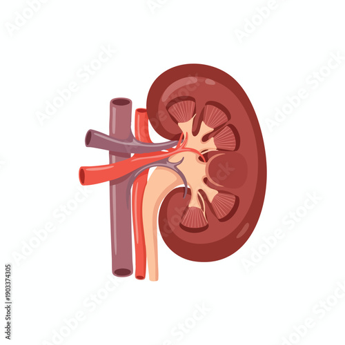 Detailed Illustration of Human Kidney Anatomy