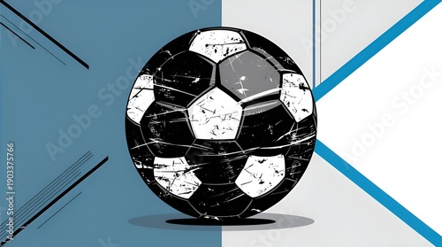 Vector Illustration of a Black Grunge Soccer Ball